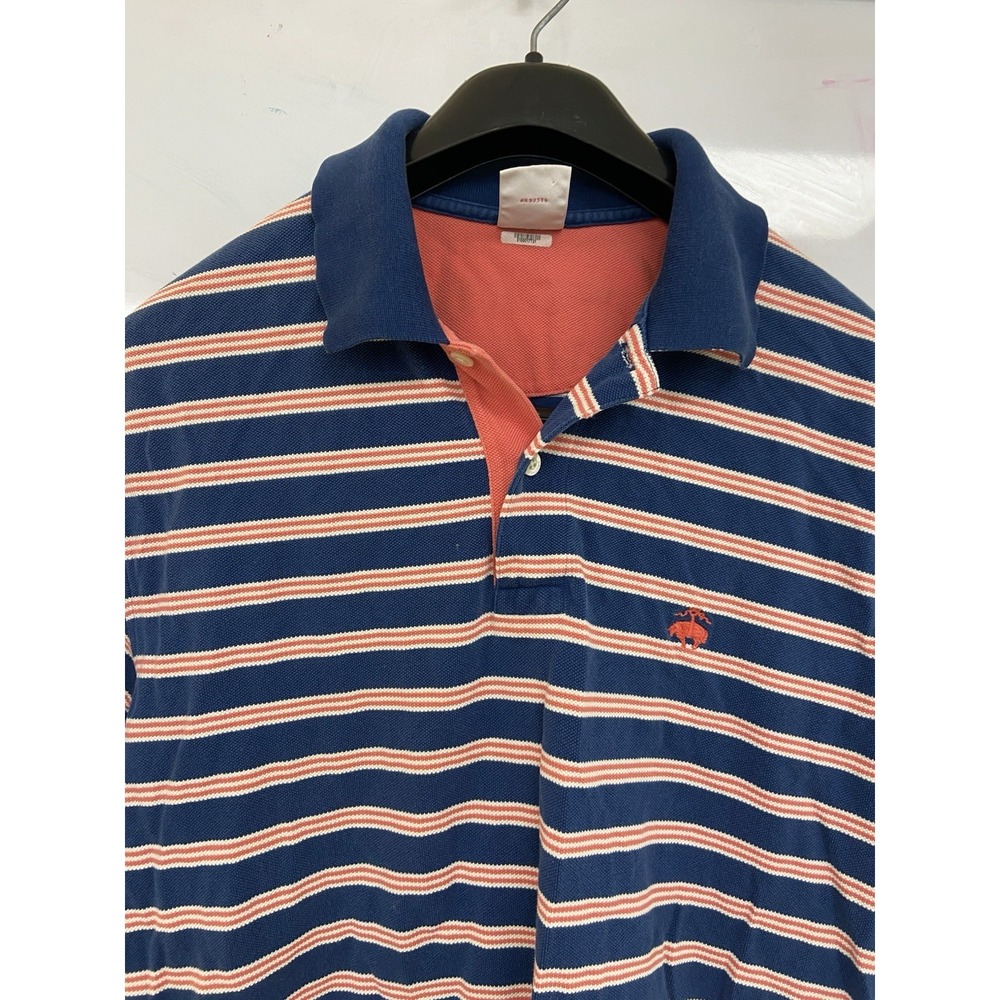 Vintage Brooks Brothers Pique Performance Polo Med Striped Navy Coral